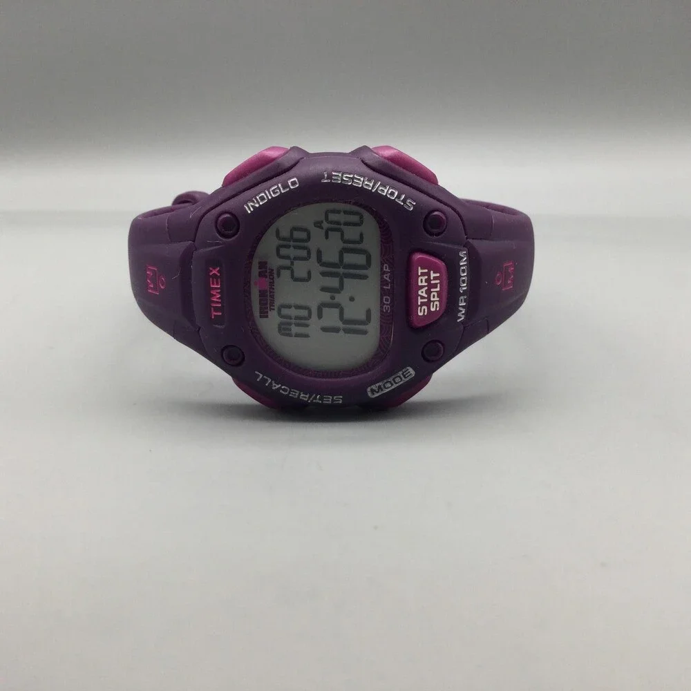 Timex Ironman Triathlon Womens Watch 34mm Digital Purple Indiglo New Battery